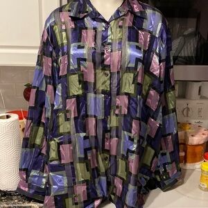 L womens Dressbarn button down long sleeve metallic plus size shirt 3X